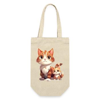 Katzenfreundschaft Cartoonstil Katze - Geschenkbeutel für Flaschen - Natur - Vorne