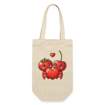 Kirschherzen verschlungen kawaii - Geschenkbeutel für Flaschen - Natur - Vorne