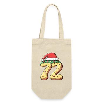 72 Zahl Keks Weihnachten - Geschenkbeutel für Flaschen - Natur - Vorne