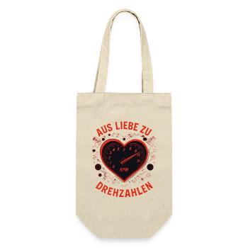Aus Liebe zu Drehzahlen Tuning Shirt Motorrad Auto - Geschenkbeutel für Flaschen - Natur - Vorne
