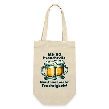 60. Geburtstag 60er 60 Geschenk Spruch Sprüche  - Geschenkbeutel für Flaschen - Natur - Vorne