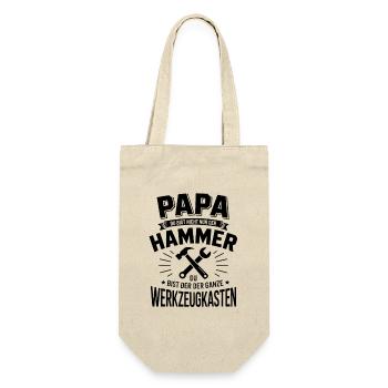 Papa Hammer Du bist der ganze Werkzeugkasten - Geschenkbeutel für Flaschen - Natur - Vorne