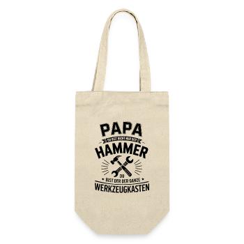 Papa Hammer – Der Werkzeugkasten Held - Geschenkbeutel für Flaschen - Natur - Vorne