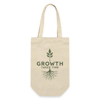 Growth takes time Wachstum braucht Zeit Geduld - Geschenkbeutel für Flaschen - Natur - Vorne