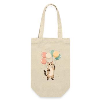 Katze mit bunten Ballons - Geschenkbeutel für Flaschen - Natur - Vorne