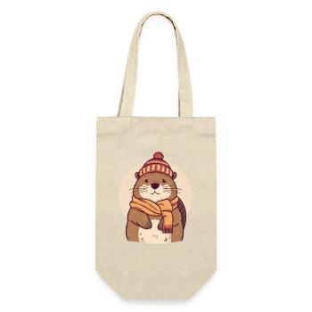Winter Bieber with scarf and hat - Gift Bag for Bottles - nature - Front