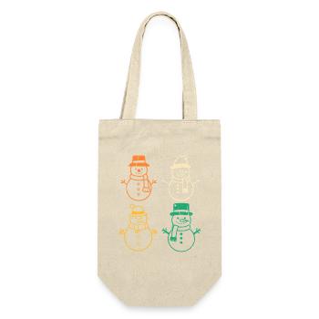 Weihnachtsmann Schneemann Weihnachten - Geschenkbeutel für Flaschen - Natur - Vorne