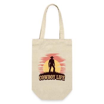 Cowboy-Leben Sonnenuntergangs-Silhouette - Geschenkbeutel für Flaschen - Natur - Vorne