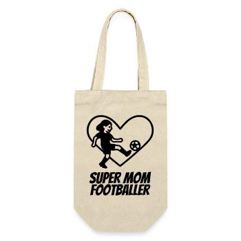 Super Mama Fußballerin – Herz Design - Geschenkbeutel für Flaschen - Natur - Vorne