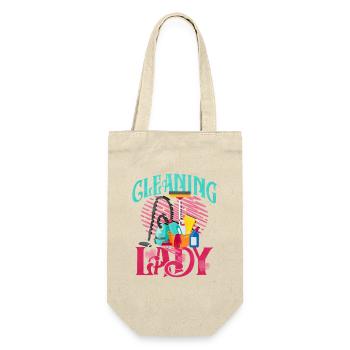 Putzheldin Retro Motiv Reinigung - Geschenkbeutel für Flaschen - Natur - Vorne