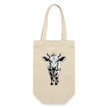 Illustration monochrome de tête de vache - Sac à bouteille - nature - Devant