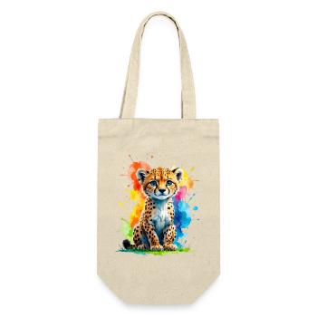 Colorful Cheetah Cub Splash - Geschenkbeutel für Flaschen - Natur - Vorne