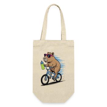 Beaver on bicycle with sunglasses - Gift Bag for Bottles - nature - Front