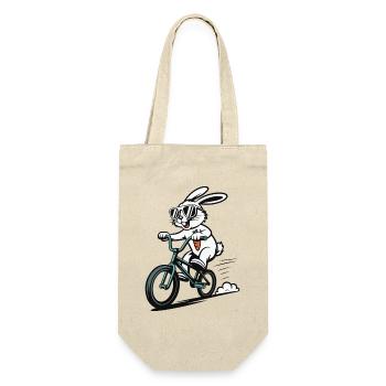 Un lapin en BMX avec des lunettes de soleil - Sac à bouteille - nature - Devant
