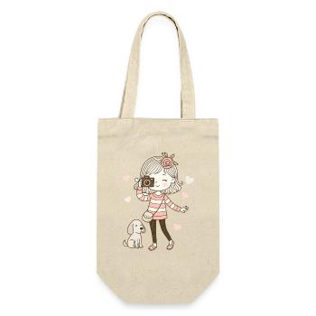 Cute Photo Girl with Dog - Gift Bag for Bottles - nature - Front