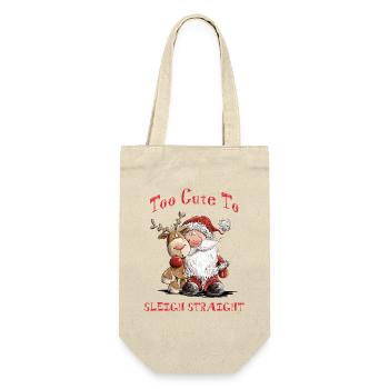 Too Cute To Sleigh Straight Santa Reindeer X-Mas - Gift Bag for Bottles - nature - Front