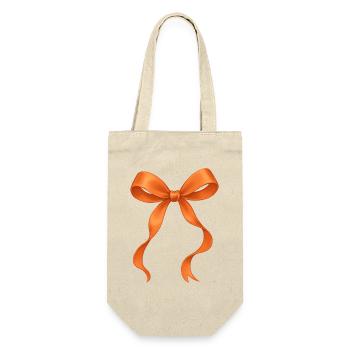 Süße, kokette orangefarbene Schleife für Mädchen - Geschenkbeutel für Flaschen - Natur - Vorne