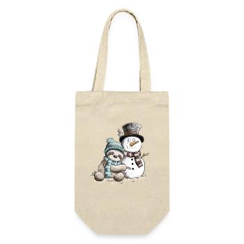 Sloth & Snowman I Winter Friends Christmas - Gift Bag for Bottles - nature - Front