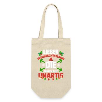 Weihnachtsmann Die Waren Alle Unartig Weihnachts - Geschenkbeutel für Flaschen - Natur - Vorne