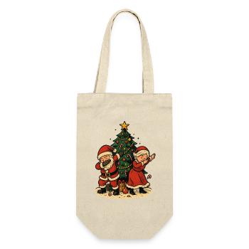 Christmas Dabbing Santa, funny couple motif - Gift Bag for Bottles - nature - Front
