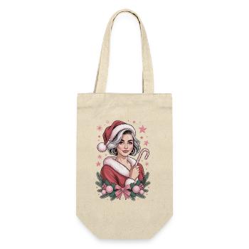 Madame Noël Bonbon, T-shirt de Noël, mignon - Sac à bouteille - nature - Devant
