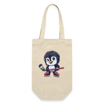 Süßer Pinguin Hockey Eishockeyspieler Cartoon Spaß - Geschenkbeutel für Flaschen - Natur - Vorne