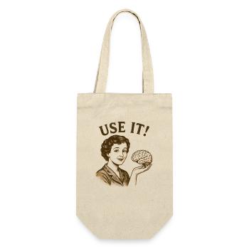 Use It! Vintage Woman with Brain - Gift Bag for Bottles - nature - Front