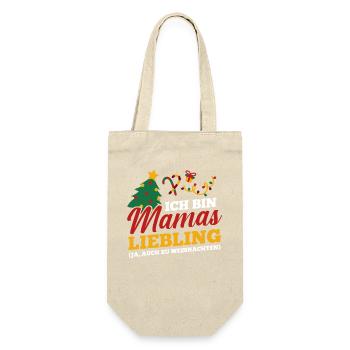 Weihnachtsmann Mamas Liebling Weihnachten - Geschenkbeutel für Flaschen - Natur - Vorne