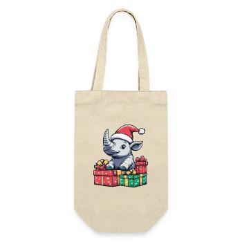 Nashorn Weihnachten Geschenke - Geschenkbeutel für Flaschen - Natur - Vorne