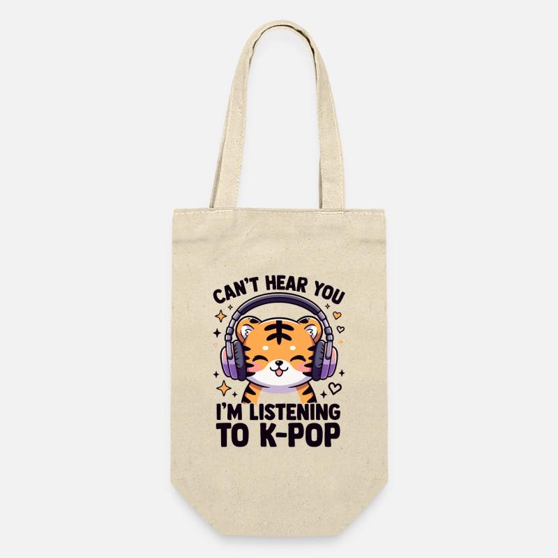 Kawaii K-Pop Tiger avec casque - Sac à bouteille - nature