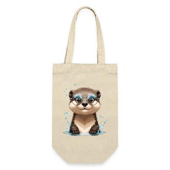 Brillen-Otter im Wasserspiel - Geschenkbeutel für Flaschen - Natur - Vorne