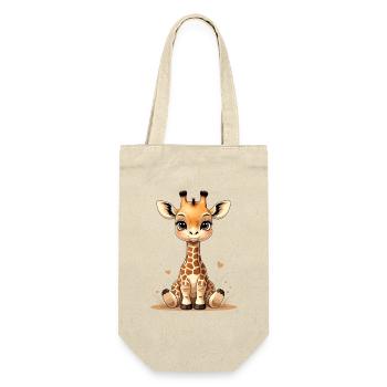 Kuschelige Giraffenbaby Herzfreunde - Geschenkbeutel für Flaschen - Natur - Vorne
