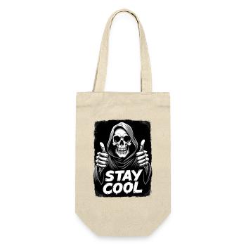 Stay Cool Sensenmann Totenkopf - Geschenkbeutel für Flaschen - Natur - Vorne