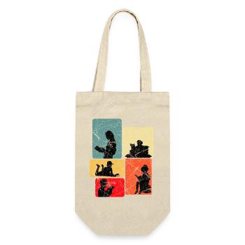 Reading silhouettes in color block design - Gift Bag for Bottles - nature - Front