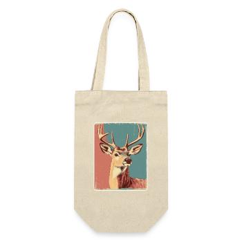 Rentier Hirsch Geweih Reindeer Vintage - Geschenkbeutel für Flaschen - Natur - Vorne