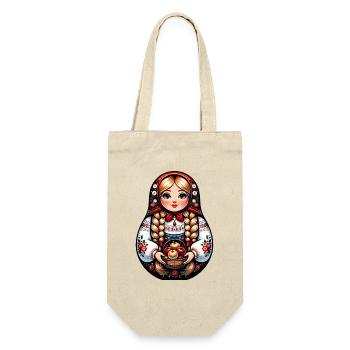  Matroschka auf russisch Matryoshka Doll Russian - Geschenkbeutel für Flaschen - Natur - Vorne
