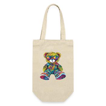Colorful bear teddy bear with sunglasses - Gift Bag for Bottles - nature - Front