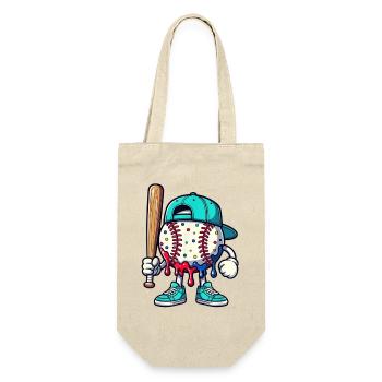 Schmelzendes Baseball-Maskottchen mit Schläger - Geschenkbeutel für Flaschen - Natur - Vorne