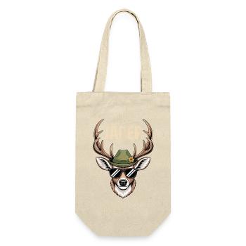 Jäger Hirsch mit Hut Sonnenbrille - Geschenkbeutel für Flaschen - Natur - Vorne
