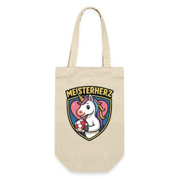 Einhorn Handball Meisterherz, Herz Teamliebe - Geschenkbeutel für Flaschen - Natur - Vorne