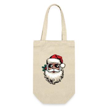 Santa Chill Sonnenbrillen Look - Geschenkbeutel für Flaschen - Natur - Vorne