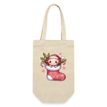 Cute Christmas Axolotl with Santa Hat for - Gift Bag for Bottles - nature - Front