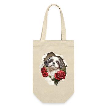 Shih Tzu Vintage - Geschenkbeutel für Flaschen - Natur - Vorne