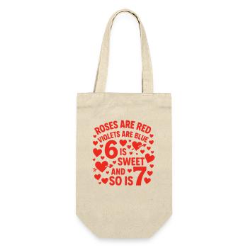 Valentinstag 6-7 Spaß 67 Nummer Valentinstag Sechs - Geschenkbeutel für Flaschen - Natur - Vorne