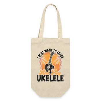Hawaiian Ukulele Uke I Just Want - Geschenkbeutel für Flaschen - Natur - Vorne