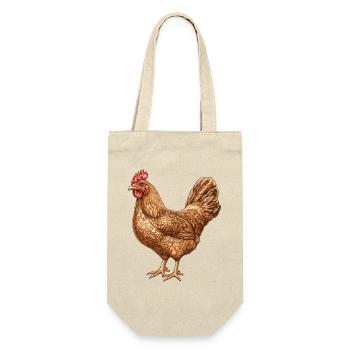 Illustration de poulet dans un motif de plumes chaudes - Sac à bouteille - nature - Devant