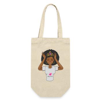 Black Afro Queen Ich liebe meine Haare Natürliches Melanin-Gi - Geschenkbeutel für Flaschen - Natur - Vorne