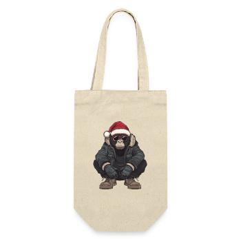 Gorilla Weihnachten Winter - Geschenkbeutel für Flaschen - Natur - Vorne