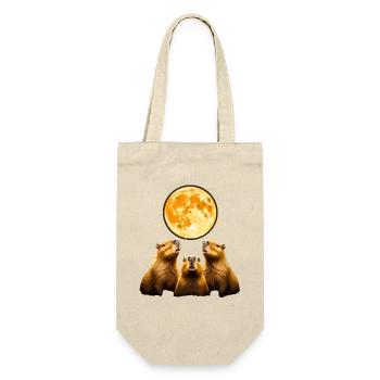 Capybara Wasserschwein Mondlicht Trio - Geschenkbeutel für Flaschen - Natur - Vorne