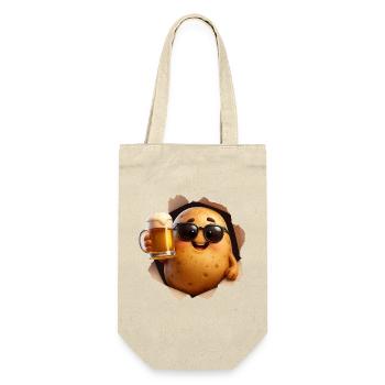 Beer drinking potato with sunglasses - Gift Bag for Bottles - nature - Front